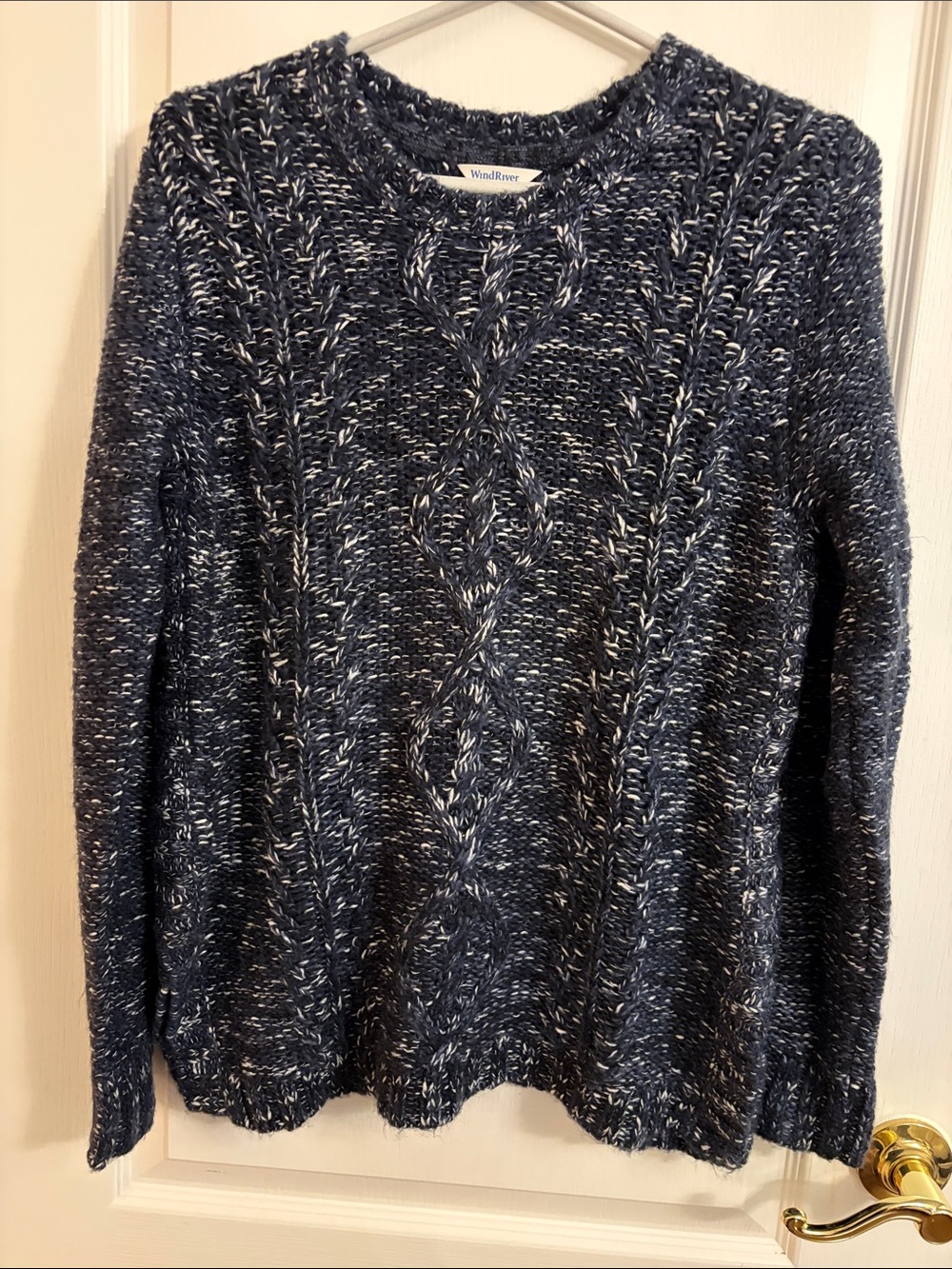 Women's Wind River Navy Marled Cable Crewneck Sweater. NWOT